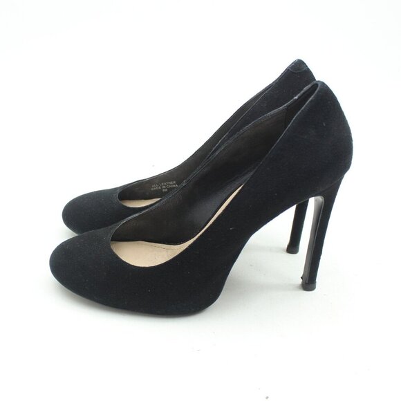 Pour la Victoire Womens Sz 8 Black Suede Vero Cuoio Leather Pumps Stiletto Heels - Picture 5 of 11